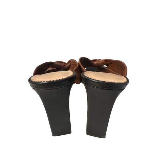 Brown Leather Open-Toe Heeled Mules With Knotted Design & Square Toe By J.Crew - Picture 4 of 7